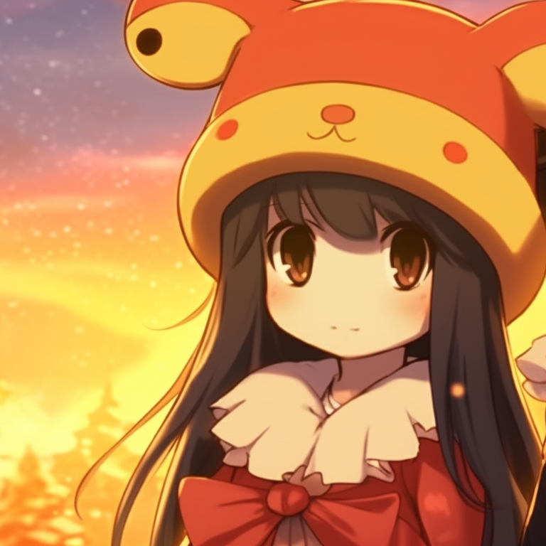 Pair of characters wrapped in cozy Christmas sweaters, enveloped in a soft glow of a warm orange fireplace. festive matching christmas pfp orange images pfp for discord.