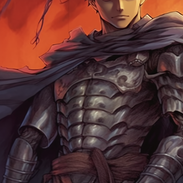 Two characters in Halloween-themed attire, luminous colors and a ghostly touch to the scene. berserk halloween theme pfps collection pfp for discord.