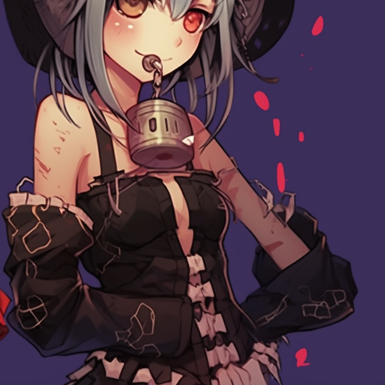 Two characters with devilish outfits, strong contrasting colors and grungy texture. halloween inspired non anime matching pfp pfp for discord.