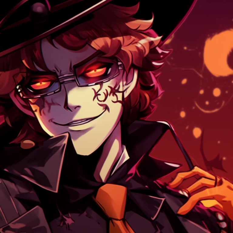 Two Jjba characters dressed in Halloween costumes, drawn in dark colors and sharp lines, striking a playful pose. jjba matching pfp halloween special icons pfp for discord.