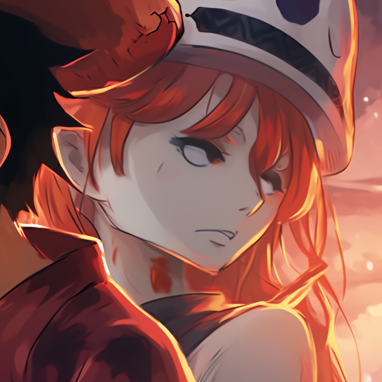Luffy and Nami with a haunted ship background, intricate textures and dark, moody colors. matching pfp with luffy and nami theme pfp for discord.