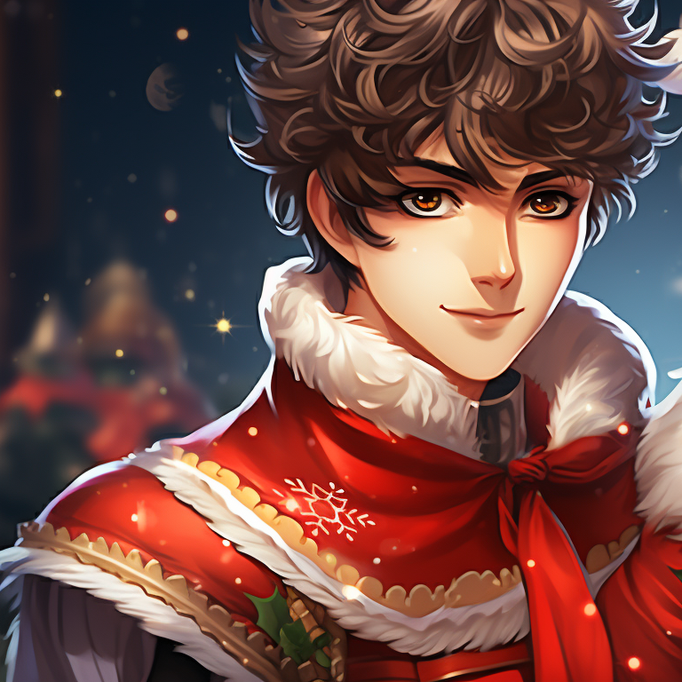 Two characters under a mistletoe, soft lighting and romantic setting. unique matching christmas tiktok pfp pfp for discord.