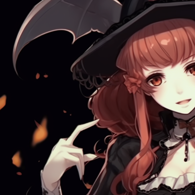 Two characters in vintage gothic clothing, shading emphasizes the chilling atmosphere. spooky halloween theme my dress up darling matching pfp fashion pfp for discord.