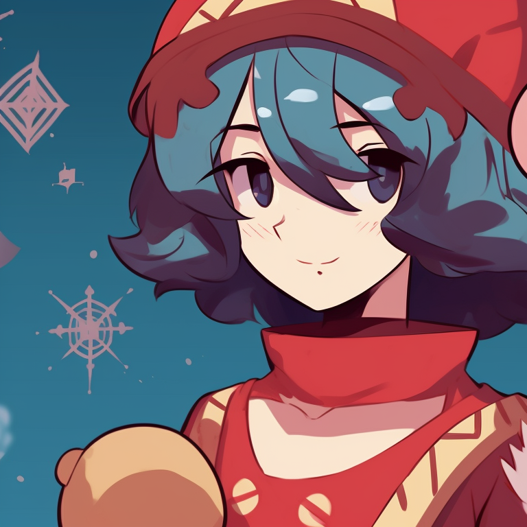 Two characters exchanging gifts, detailed accessories and bright colors. creative matching christmas art pfp pfp for discord.