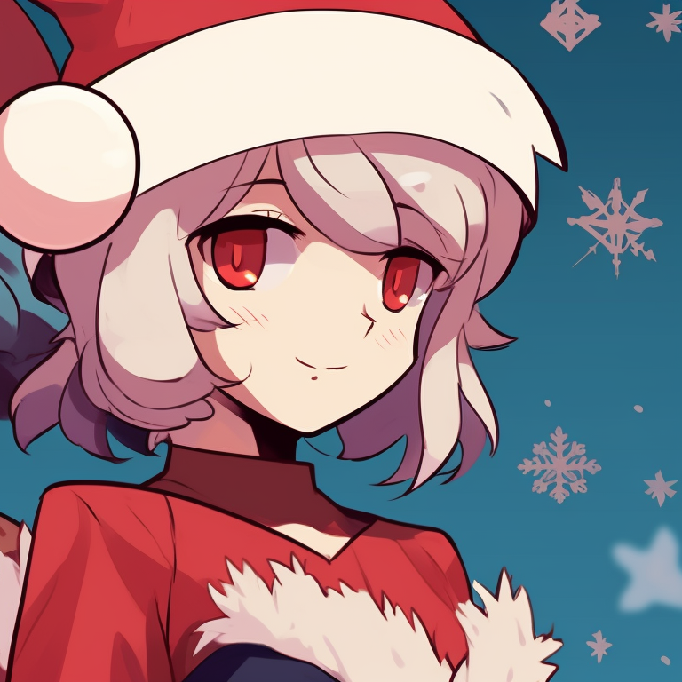 Two characters exchanging gifts, detailed accessories and bright colors. creative matching christmas art pfp pfp for discord.