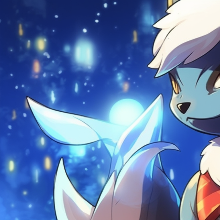 Lucario pair, standing back-to-back, surrounded by an aura radiating Christmas colors. highlighted lucario christmas profile pictures pfp for discord.