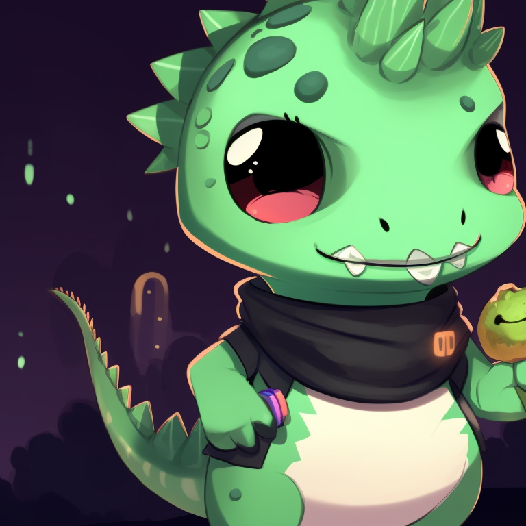 Two dinosaur compatriots, each with a distinct Halloween-themed prop, shown in a cutesy drawing style, set against a haunted, starlit backdrop. adorable dino matching pfp halloween theme pfp for discord.