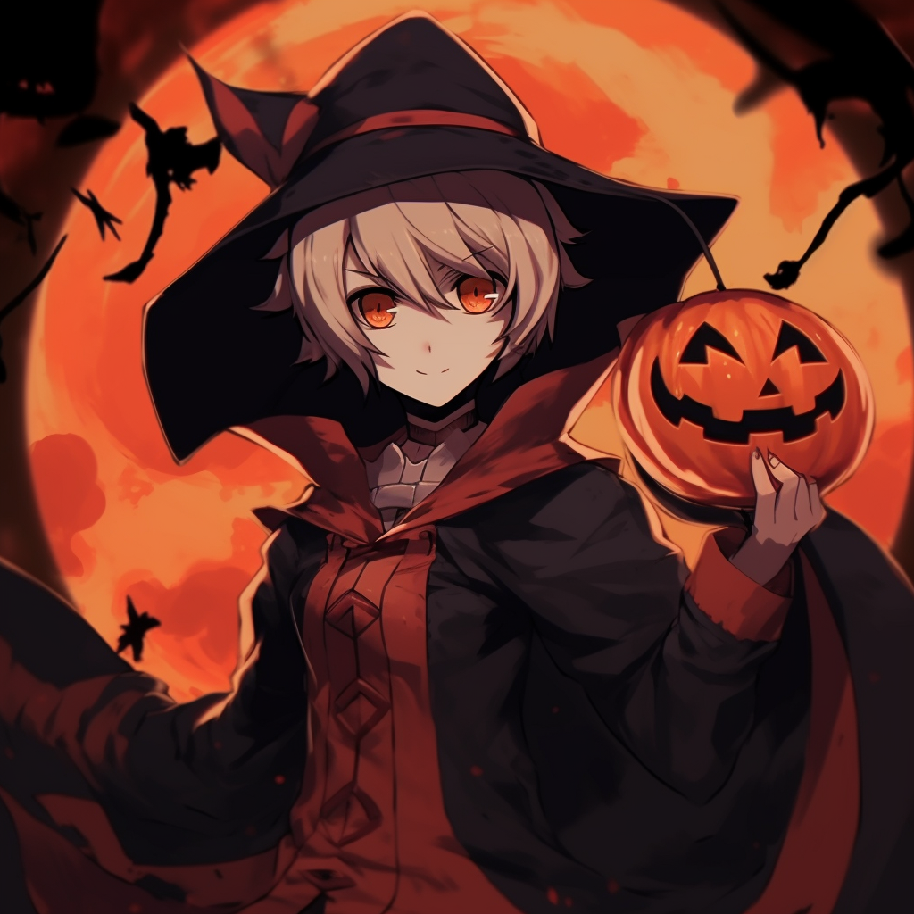 Halloween themed Naruto, high contrast with shadows. halloween anime pfp for boys