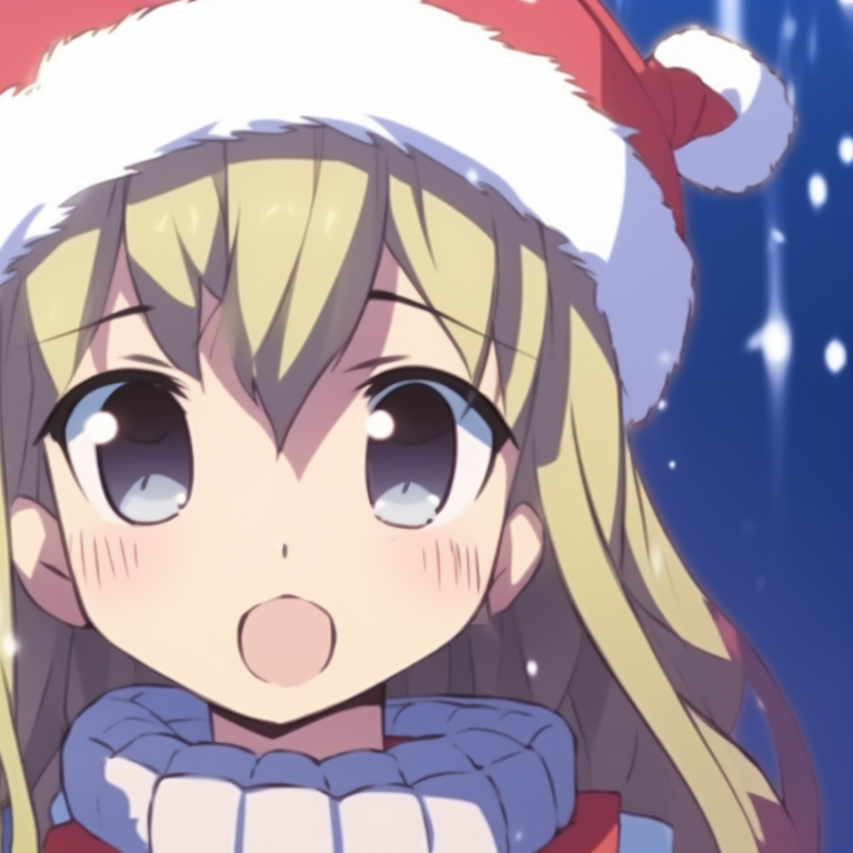 Two characters, blue toned outfits and frosty backdrop, seeming close and comfortable with each other. matching christmas meme pfp ideas pfp for discord.