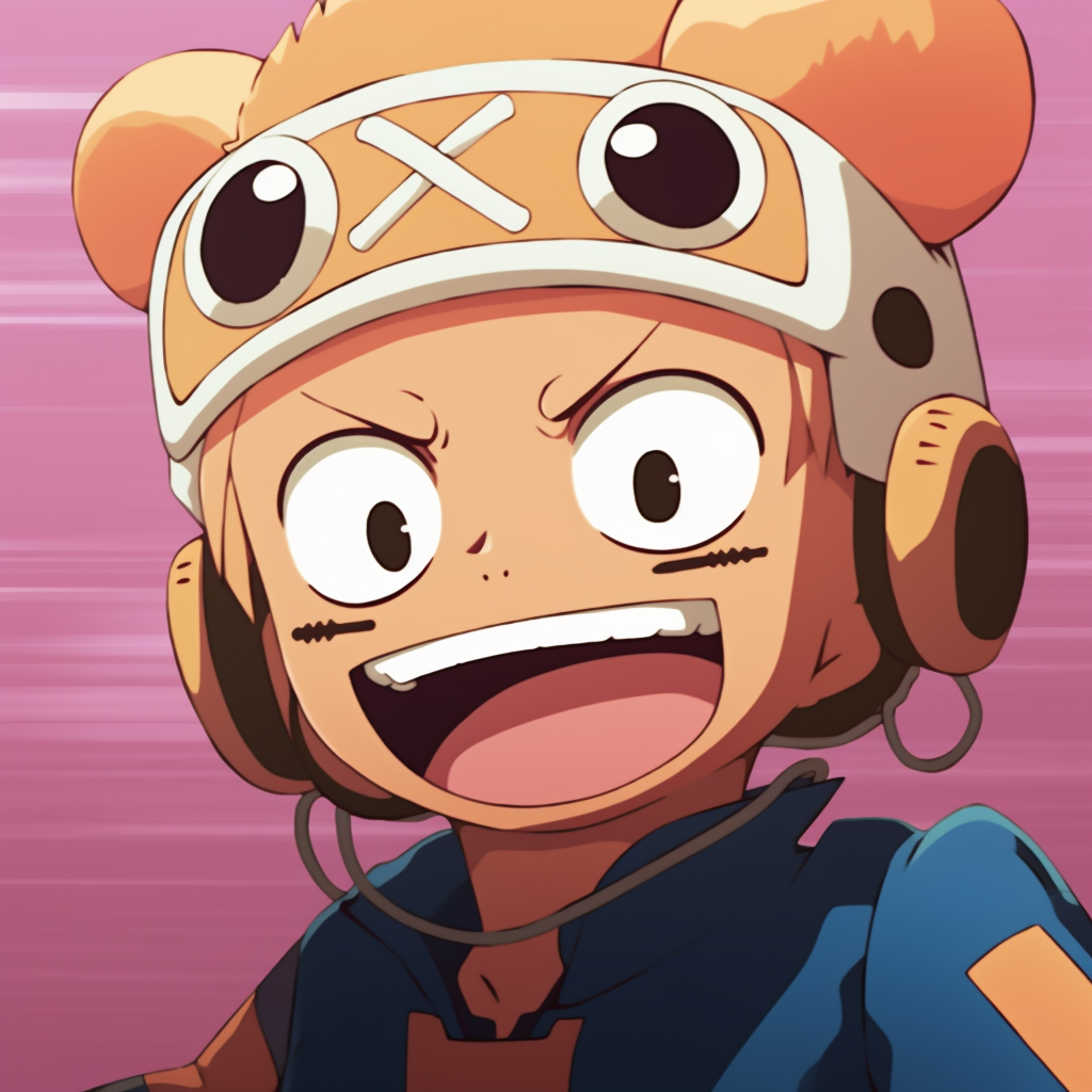 One Piece's Chopper in a laughing pose, bright colors and exaggerated expression. laugh with anime pfp pfp for discord.