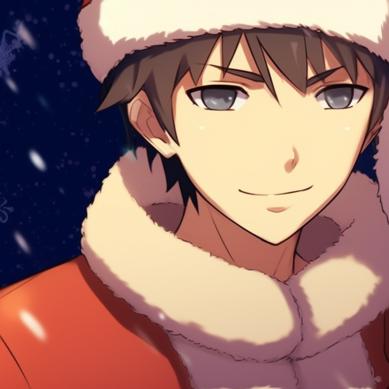 Sakura and Naruto donning cute and subtle Christmas attire, with Sakura holding a holiday-themed fan. stylish naruto pfp for christmas matching pfp for discord.