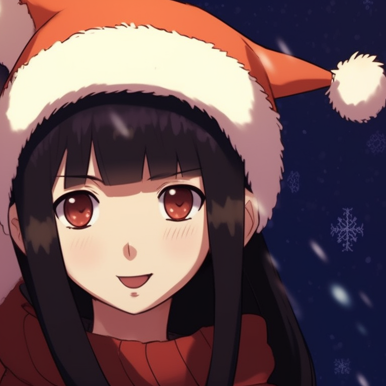 Sakura and Naruto donning cute and subtle Christmas attire, with Sakura holding a holiday-themed fan. stylish naruto pfp for christmas matching pfp for discord.