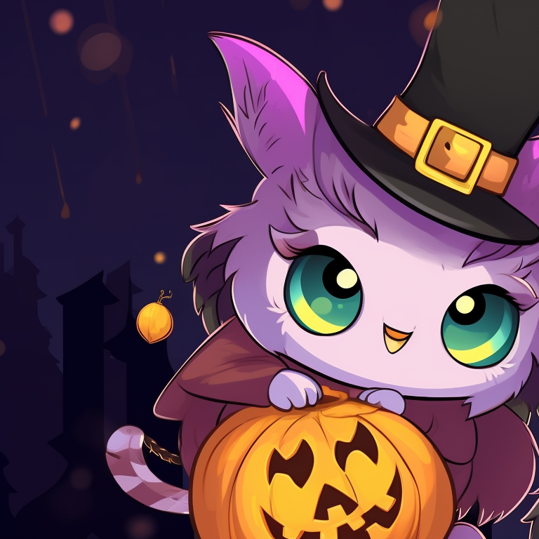 Two owl characters with Halloween hats, vibrant colors, and high contrast. halloween themed matching animal profile images pfp for discord.