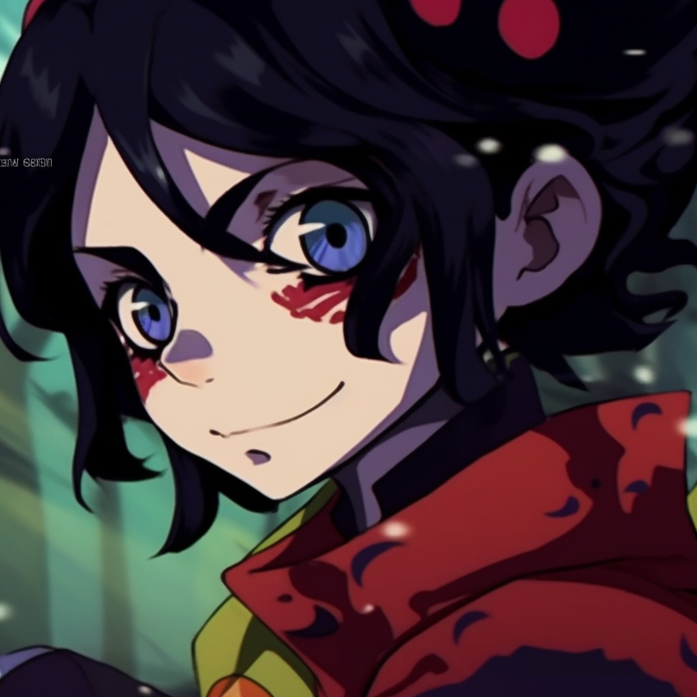 Two characters with crossed swords, cool tones and intense gaze. charming demon slayer matching pfp set pfp for discord.