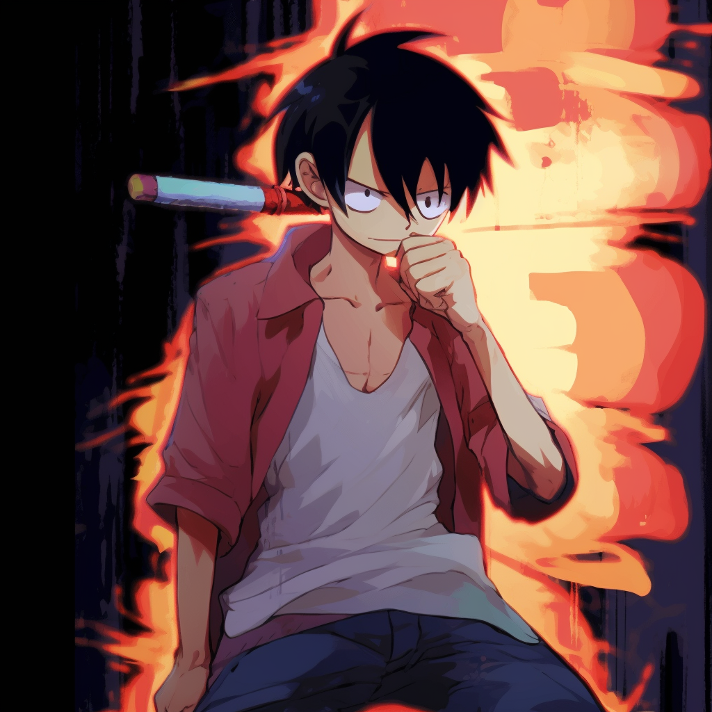 Close-up of Luffy's face, displaying detailed features and warm tones. discord specific animated pfp creators