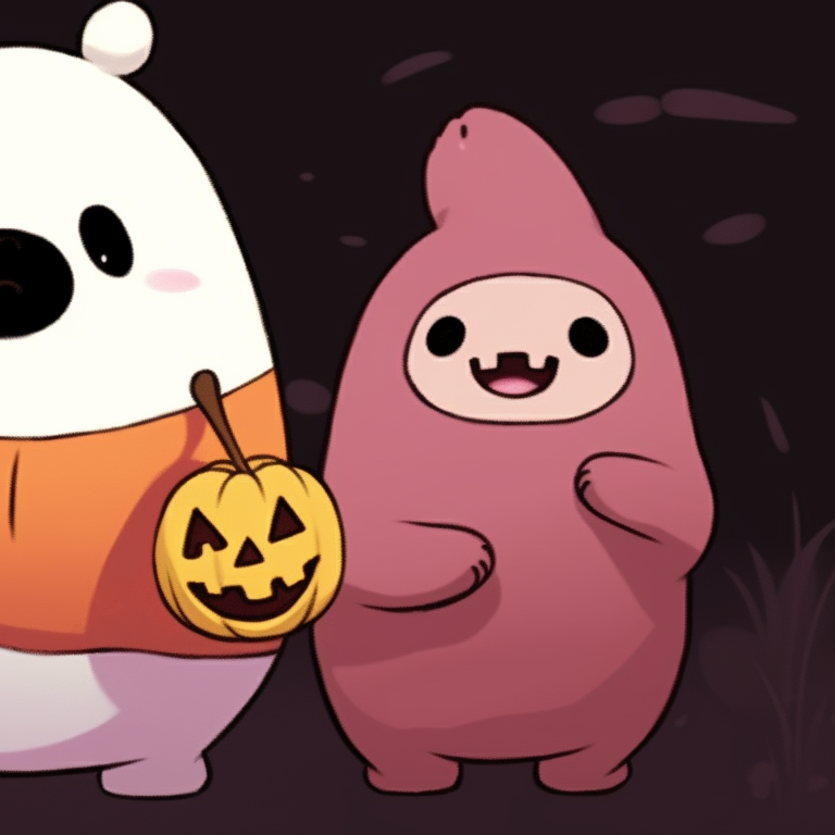 Two characters back-to-back, harsh shadows and intense expressions. we bare bears halloween pfp gallery pfp for discord.