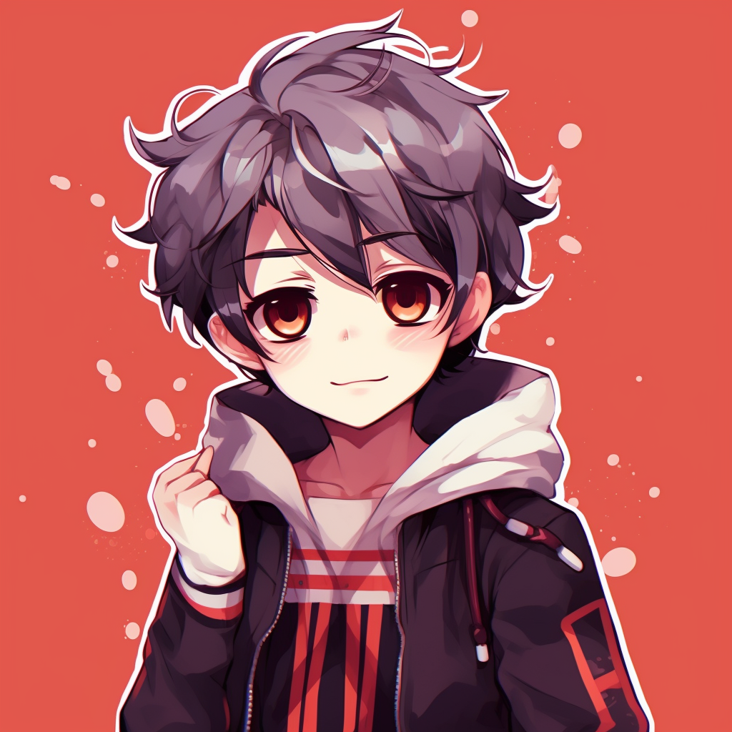 Close-up of a beaming anime boy, focus on the expressive eyes and radiant blush. adorable anime pfp male pfp for discord.