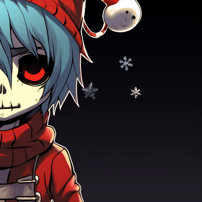 Two punk characters under a graffiti Christmas tree, distinct grunge-inspired lines and textures, holding each other's hand. grunge trend matching christmas pfp punk pfp for discord.