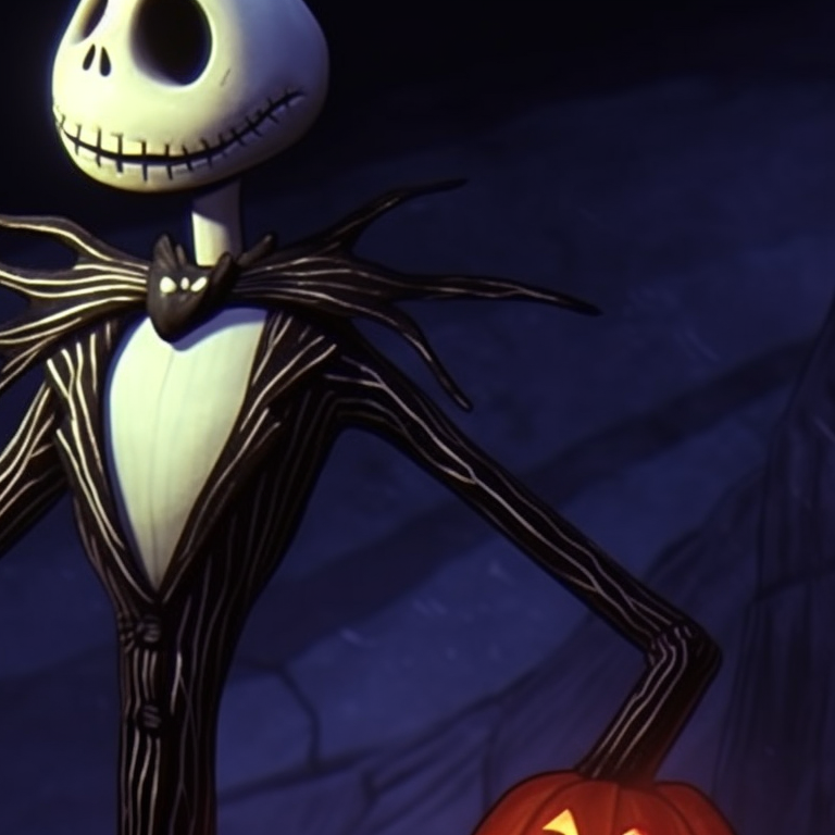 Two characters in Halloween-theme outfits, intense expressions indicating a shared secret, surrounded by pumpkins. nightmare before christmas halloween theme matching pfp guide pfp for discord.