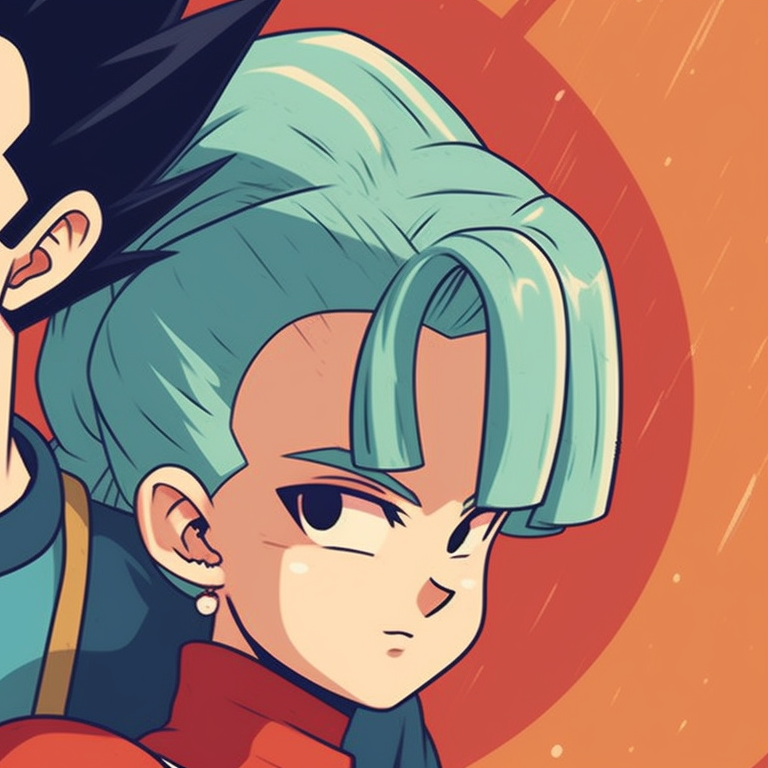 Bulma and Vegeta holding hot beverages, cozy winter setting with soft shading. christmas dragonball bulma and vegeta aesthetic pfp pfp for discord.