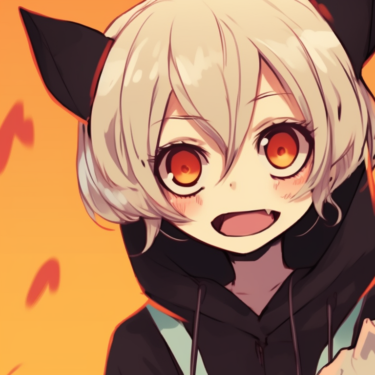 Close-up of Denji and Power, in Halloween-themed costumes, high contrast and immaculate details. denji and power halloween pfp ideas pfp for discord.