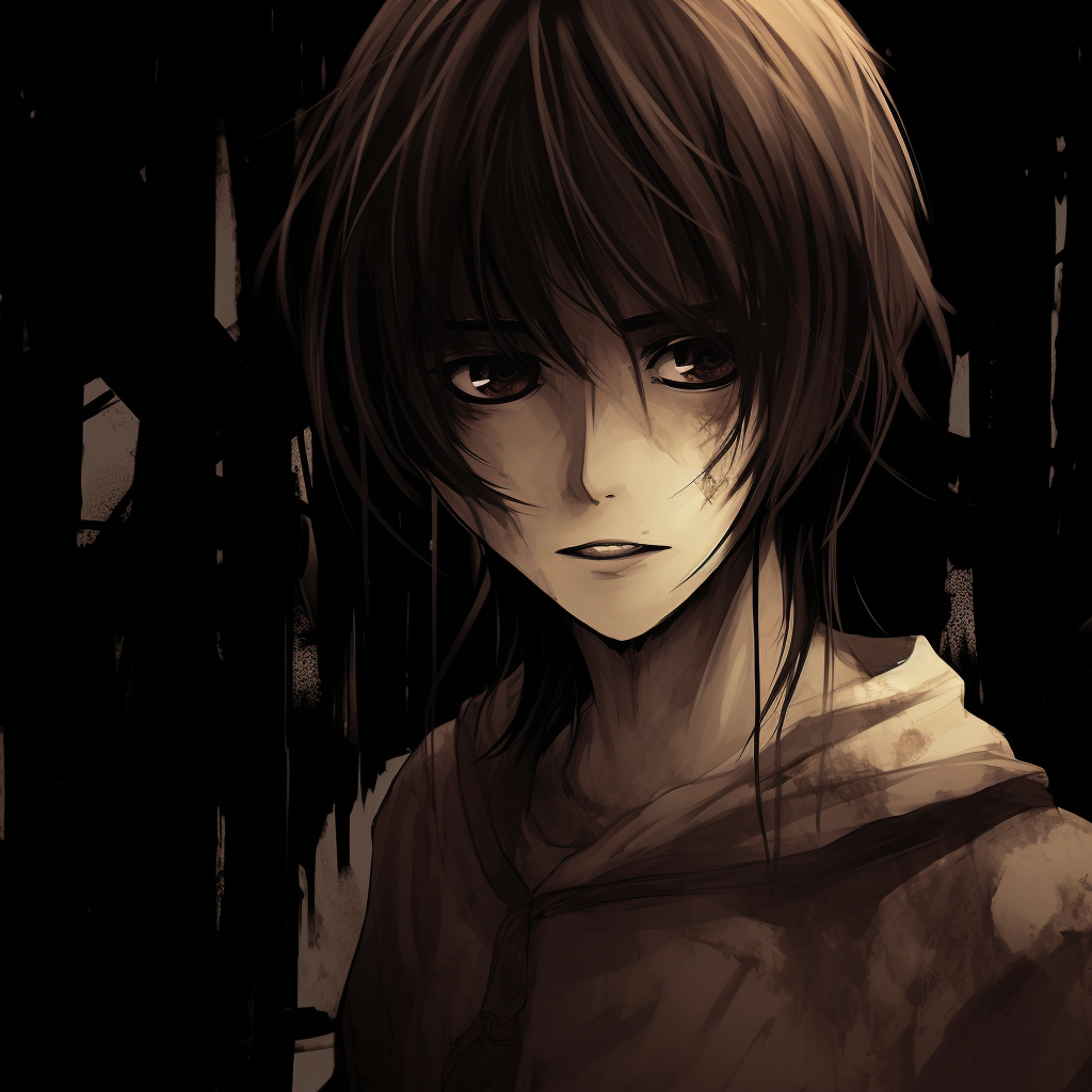 Close-up of Eren Yeager in his titan form, detailed skin texture and fierce look. scary anime pfp for boys pfp for discord.