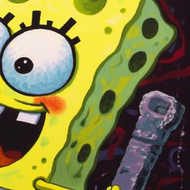 Close-up of Spongebob and Squidward's faces, contrasting colors, spotlight on their unique features. spongebob and squidward matching profile picture pfp for discord.