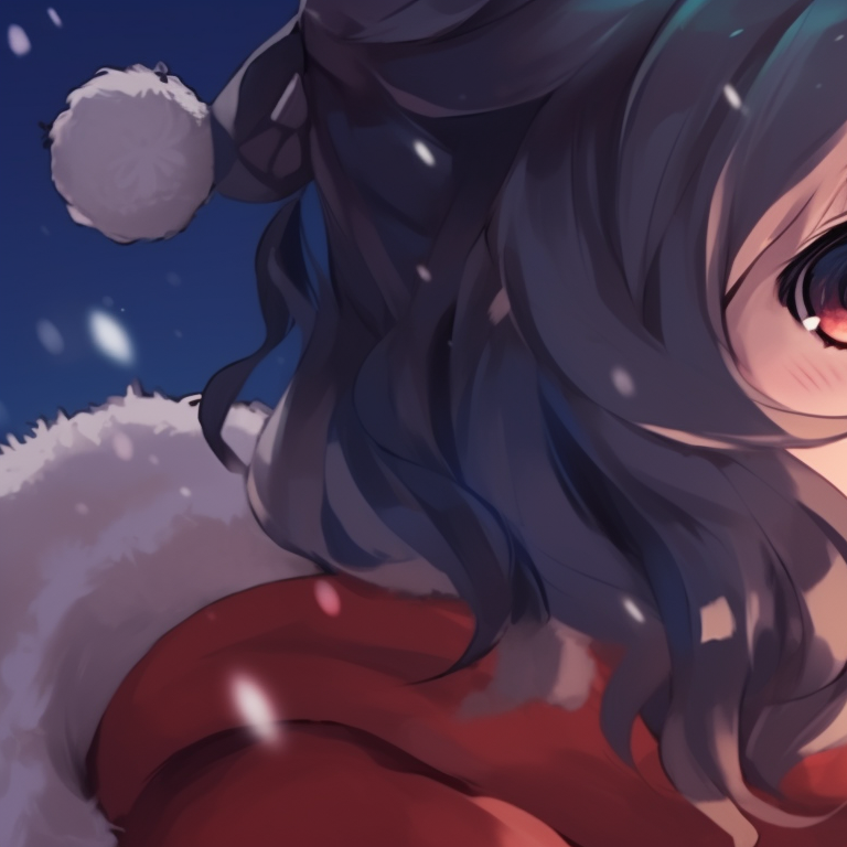 Two characters, expressions of anticipation, warm diffused backlighting emphasizing their bond, popping a Christmas cracker. seasonal matching pfp christmas pfp for discord.