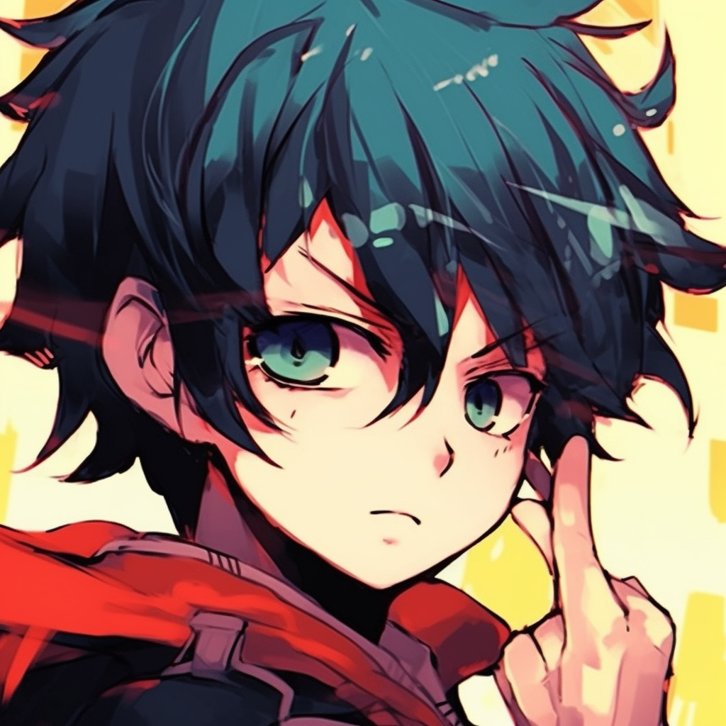 Closeup of anime boy's face, intense eye details and sharp contrast. anime pfp manga: boy vs girl