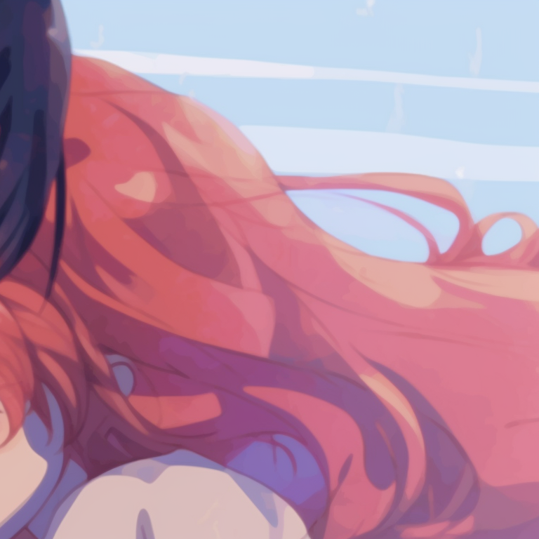 Two characters in an intimate hug, with soft colors and fluid line art. heartfelt matching pfp gif pfp for discord.