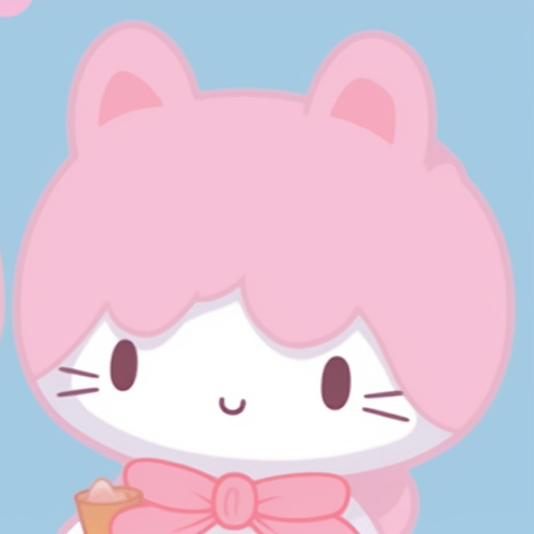Two Sanrio characters in pastel colors, simple and minimalist design. modern matching sanrio pfp pfp for discord.