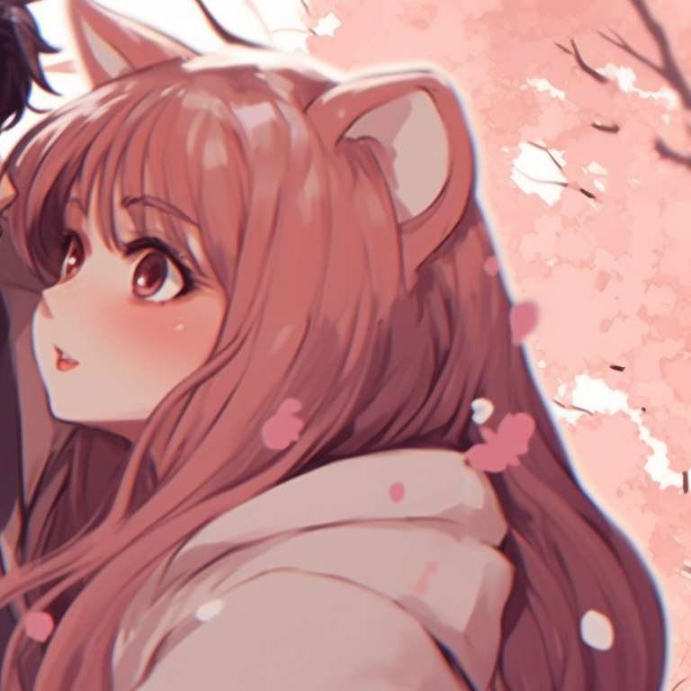 Two characters forming a heart shape, saturated colors and detailed outlines. perfect cute matching pfp for couples in love pfp for discord.