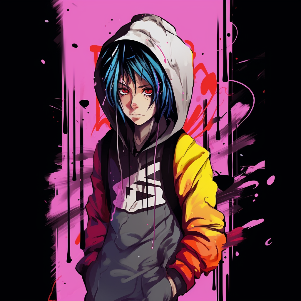 Extreme close-up of Sasuke in drip outfit, heavy contrast and focused detail. charming drip anime characters pfp for discord.