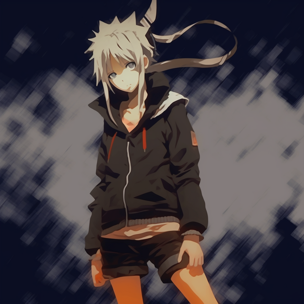 Detailed art of Naruto in a grunge style, focusing on stark lighting and high contrast. grunge anime pfp for boys