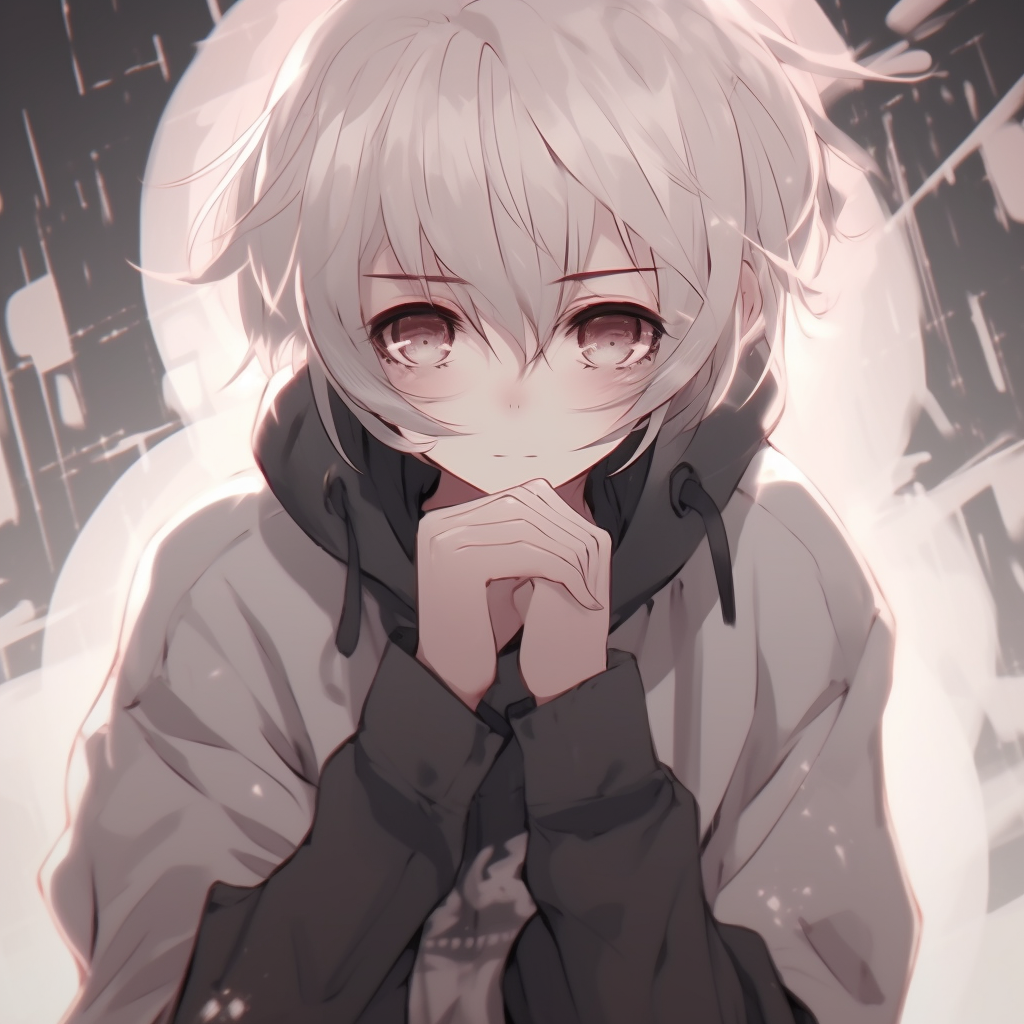 Anime boy in a cool pose, crisp lines and high contrast. anime cute pfp styles