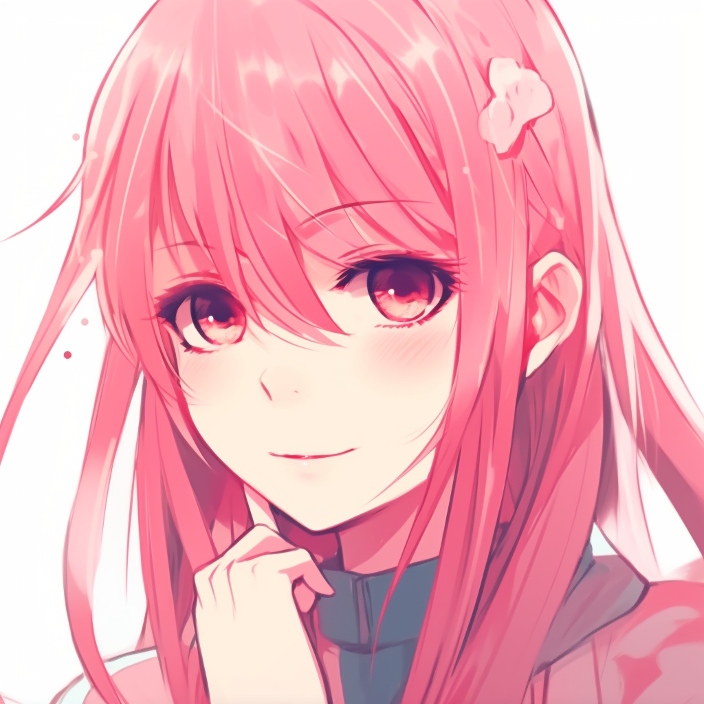 Close-up shot of Zero Two, capturing her radiant beauty. distinctive pink anime pfp concepts