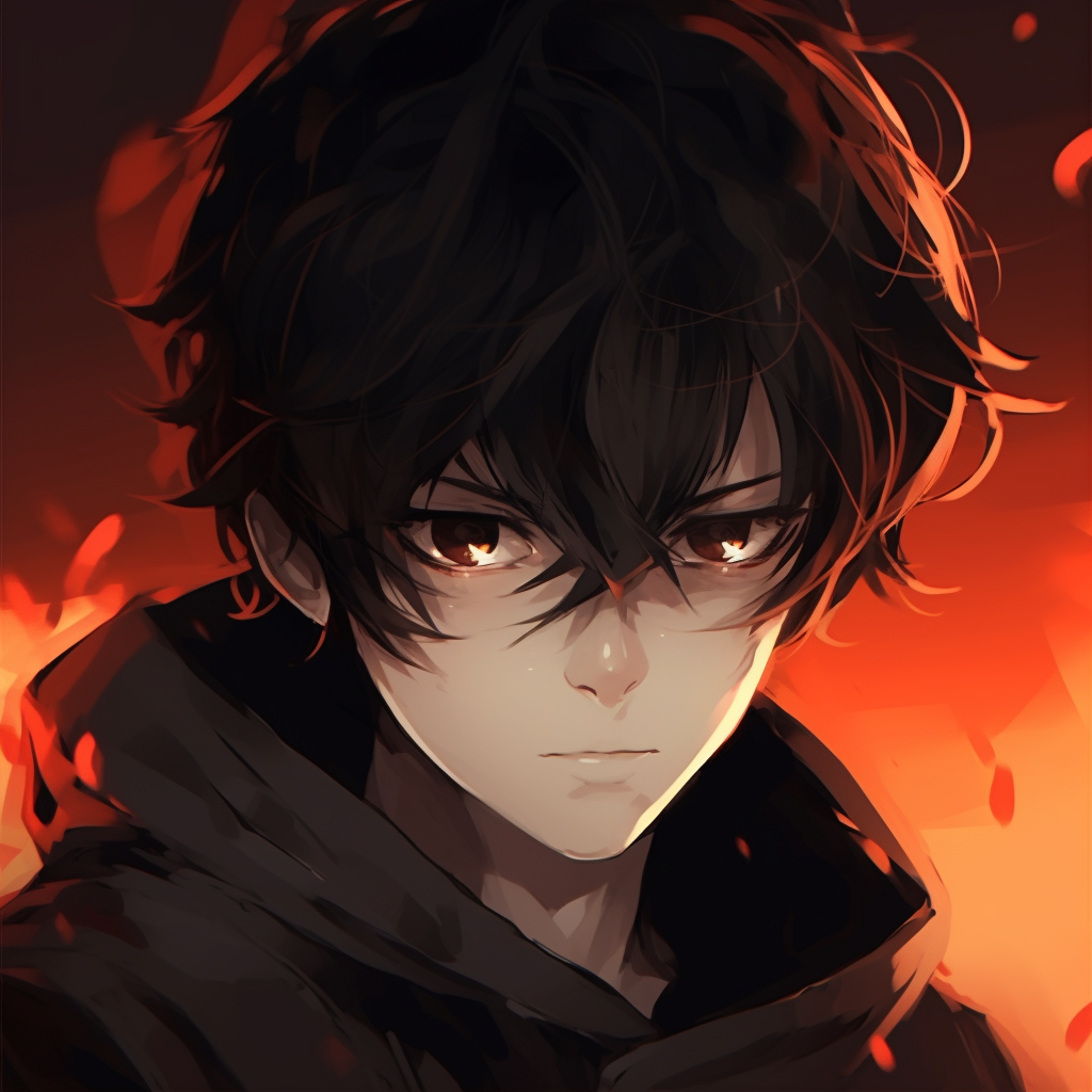 Anime picture decorated with digital floral elements, giving an aesthetic touch. The character's serene expression matches the calm, warm color scheme. unique anime boy pfp aesthetic pfp for discord.