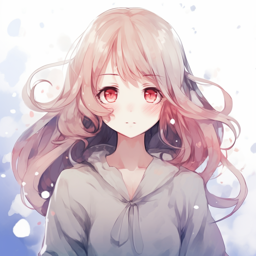 Portrait of a cute Anime girl rendered in stunning watercolor vibrancy. anime pfp cute styles pfp for discord.