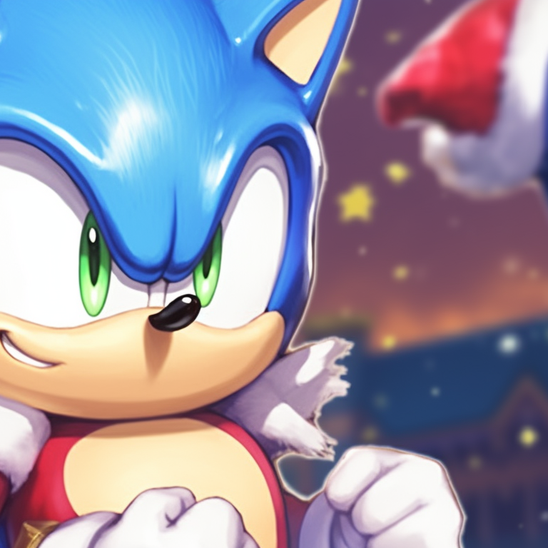 Two characters in matching superhero Christmas outfits, bright colors and confident looks. loved matching christmas sonic pfp pfp for discord.