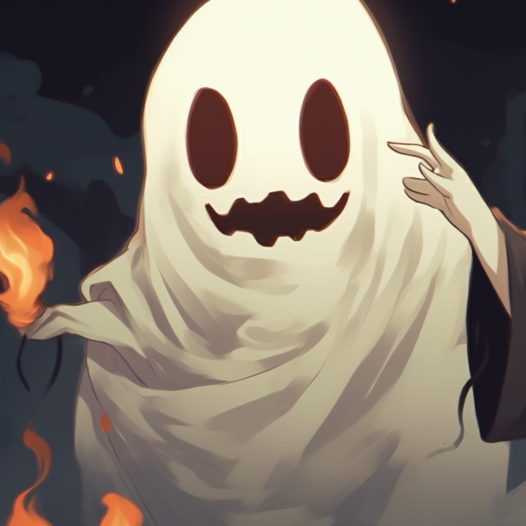 A pair of shadowy apparitions, chilling color scheme mimicking a grave ambiance. ghost matching pfp halloween theme ideas pfp for discord.