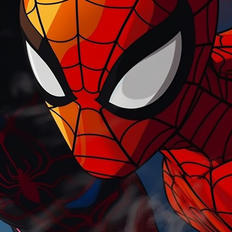 Spiderman and Spiderwoman on the move, vibrant colors and fluid movements. best matching spiderman pfp images pfp for discord.