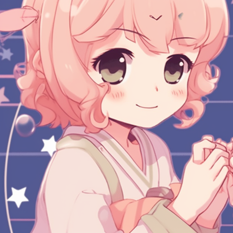 Two characters with star motifs, celestial colors and soft shading, holding hands. matching pfp for besties cartoon style pfp for discord.