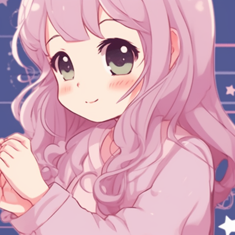 Two characters with star motifs, celestial colors and soft shading, holding hands. matching pfp for besties cartoon style pfp for discord.