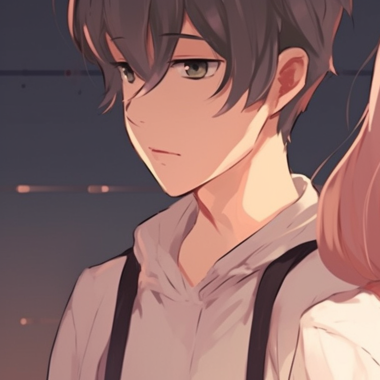 Two characters laughing, use of bright hues and sparkles around them. fun matching anime pfp pfp for discord.