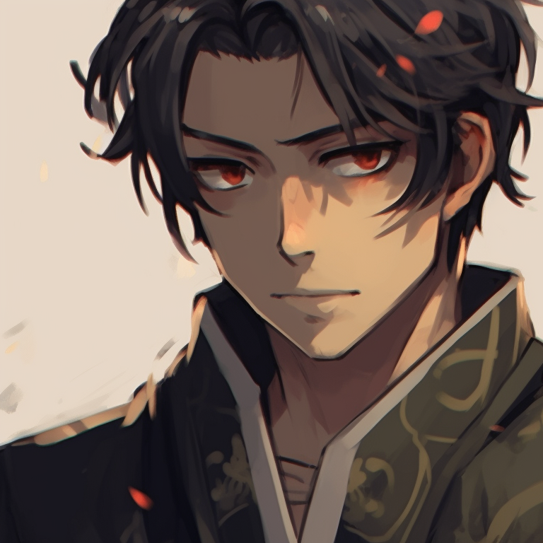 Two characters facing opposite directions, showing contrasting emotions amid intense colors. character based matching pfp pfp for discord.