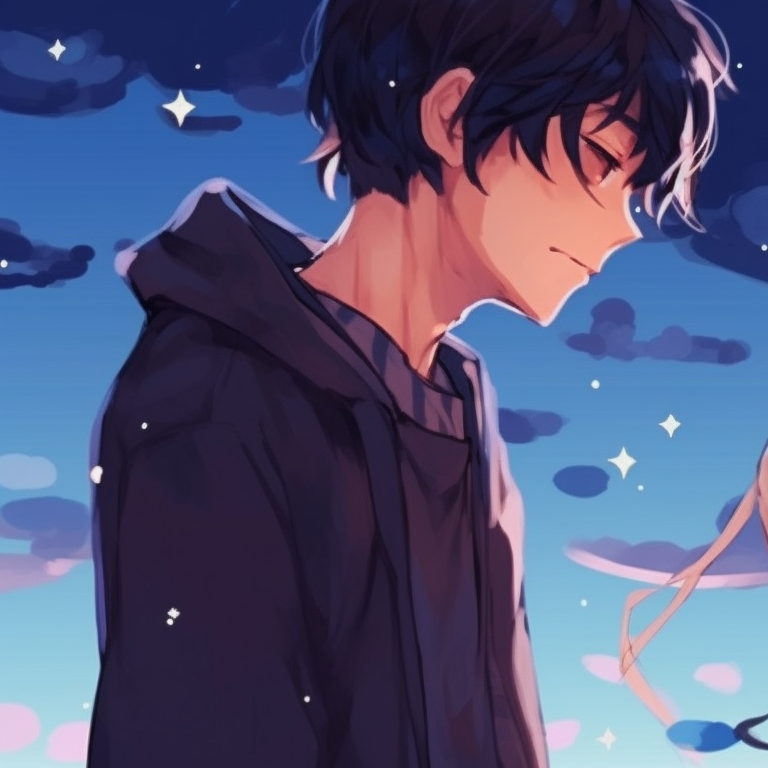 Two characters in a whimsical daydream, rendered in soft colors and airy expressions. classic matching anime pfp for couples pfp for discord.