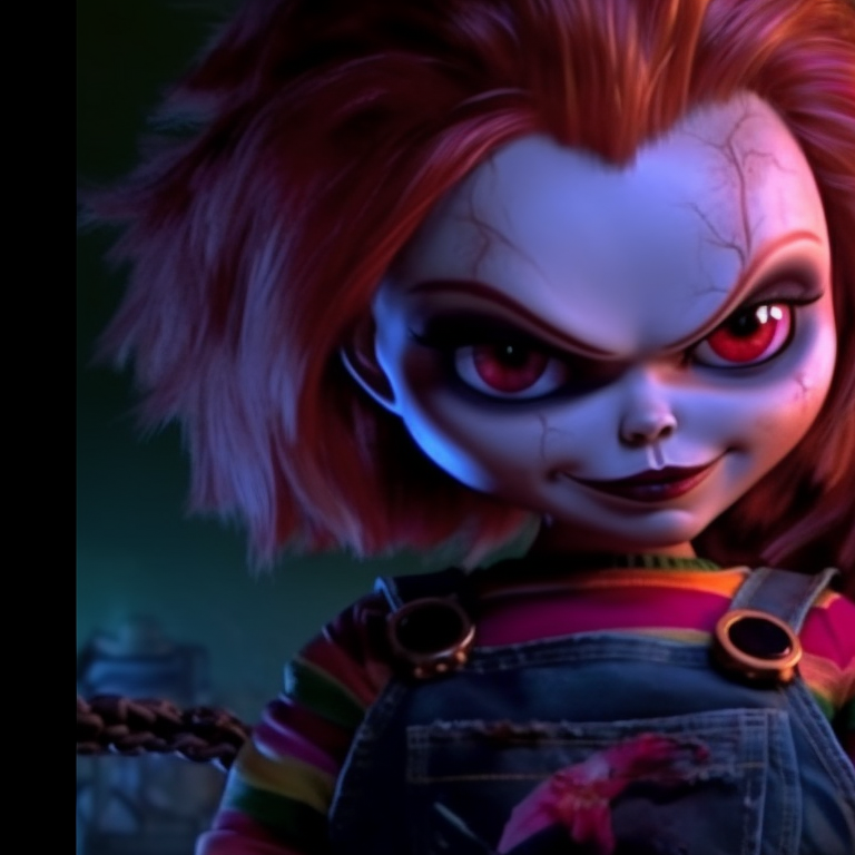 Chucky and Tiffany, intense gazes, detailed and realistic style. matching pfps with chucky and tiffany halloween theme pfp for discord.