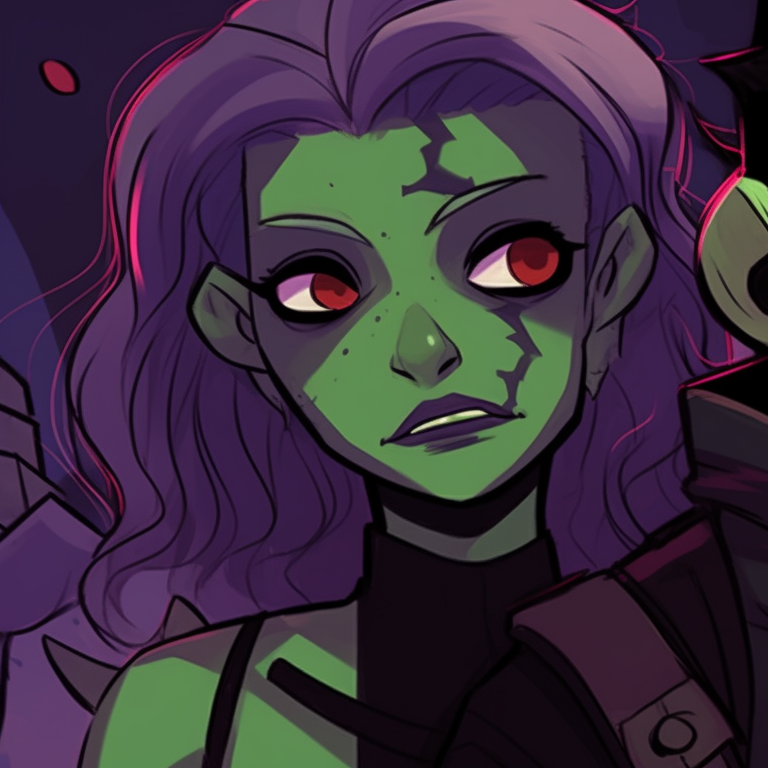 Close-up of Beastboy and Raven, using dark Halloween-themed colors. cartoon pfp beastboy and raven halloween pattern pfp for discord.
