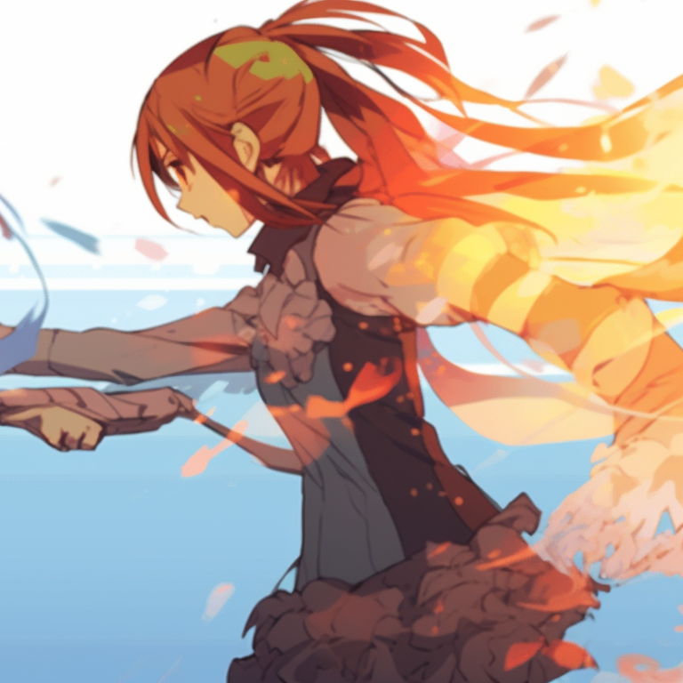 Two characters, dressed in heroic attire, standing back-to-back, pastel tones and soft shadows. delightful matching pfp gif pfp for discord.