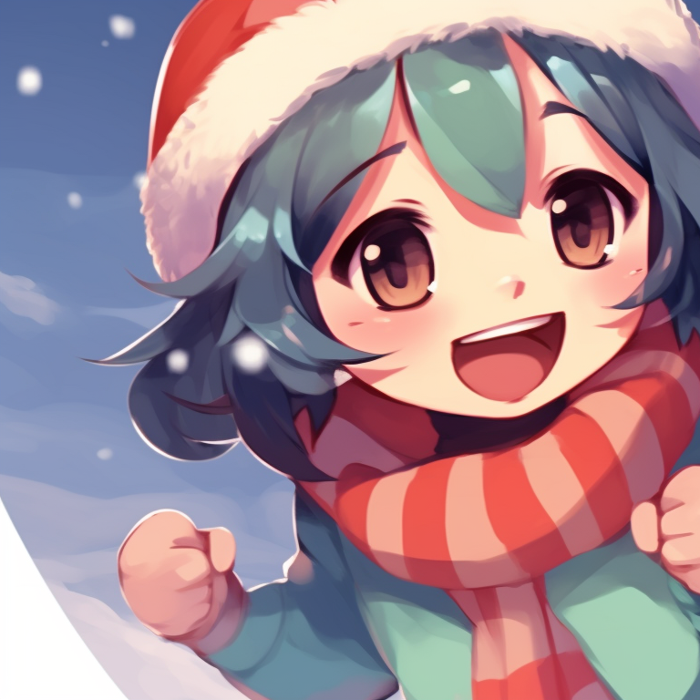 Two characters near a Christmas tree, detailed decorations and twinkling lights. creative matching christmas art pfp pfp for discord.